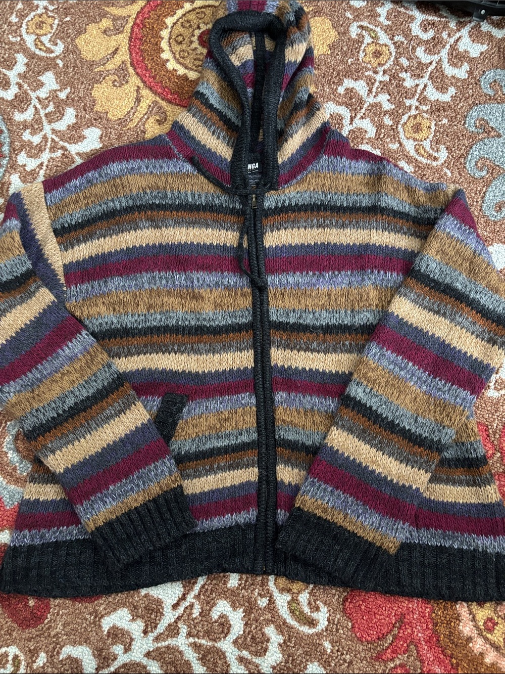 Minga Striped Hooded Zip Cardigan